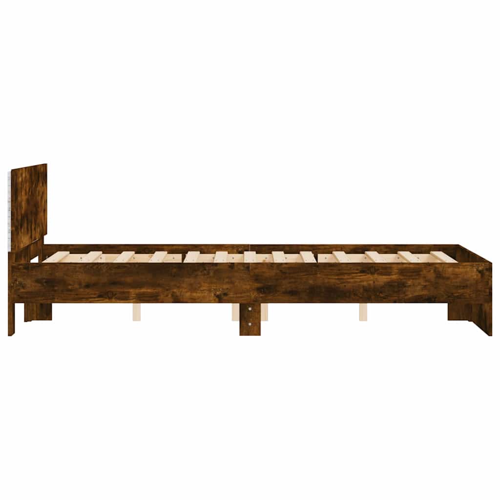 Modern Wooden Double Size 135cm Bed Frame Base With Headboard & LED Lights