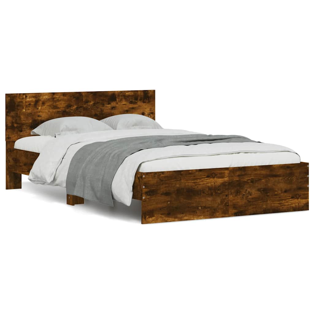 Modern Wooden Double Size 135cm Bed Frame Base With Headboard & LED Lights