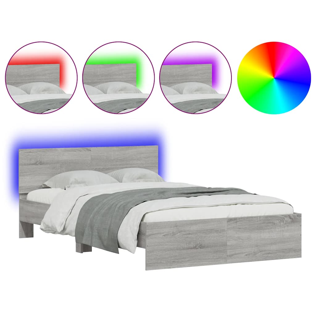 Modern Wooden Double Size 135cm Bed Frame Base With Headboard & LED Lights