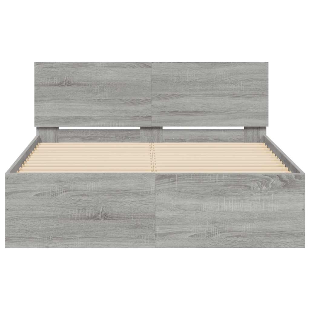 Modern Wooden Double Size 135cm Bed Frame Base With Headboard & LED Lights