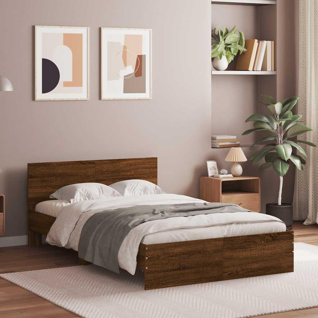 Modern Wooden Double Size 135cm Bed Frame Base With Headboard & LED Lights