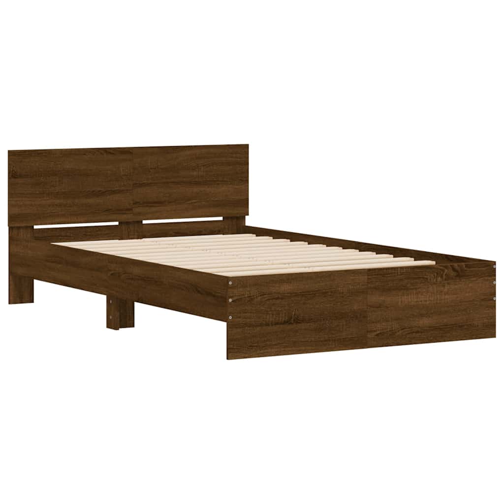 Modern Wooden Double Size 135cm Bed Frame Base With Headboard & LED Lights