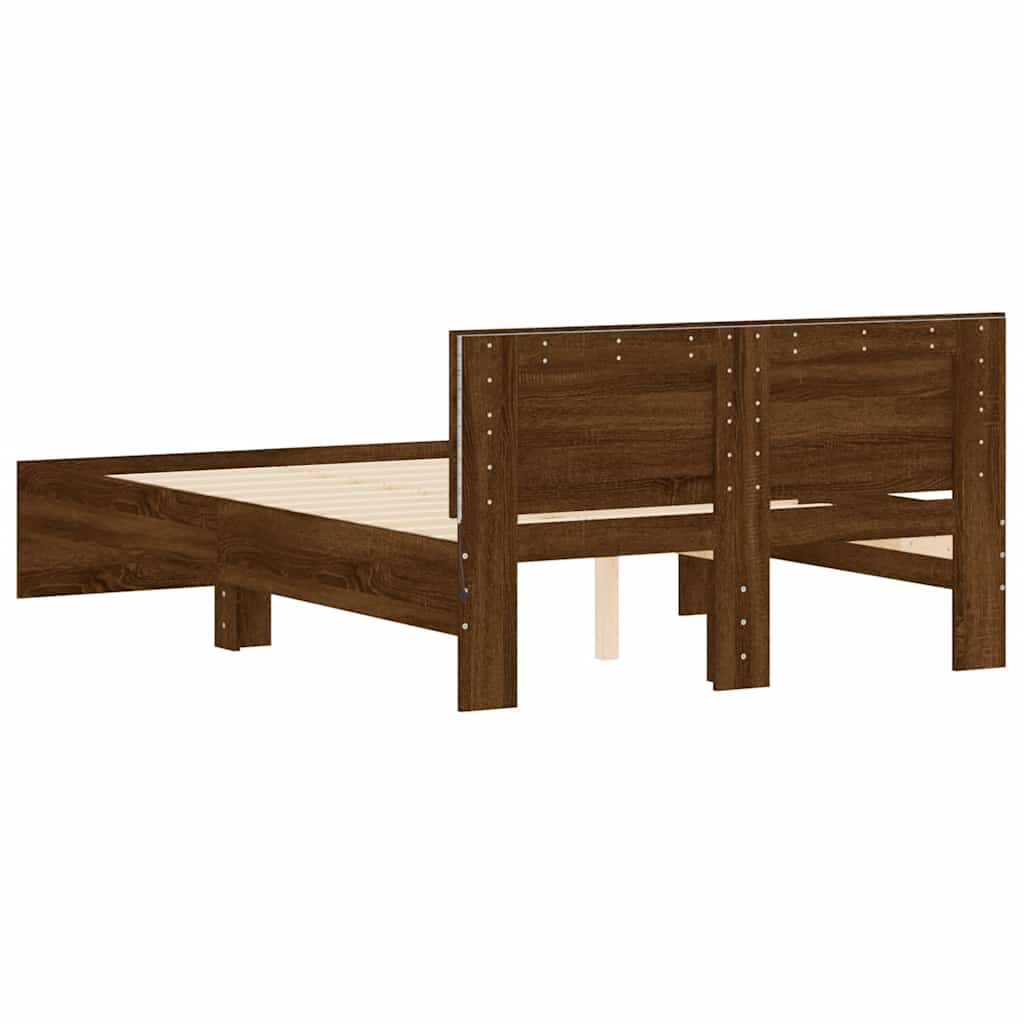 Modern Wooden Double Size 135cm Bed Frame Base With Headboard & LED Lights