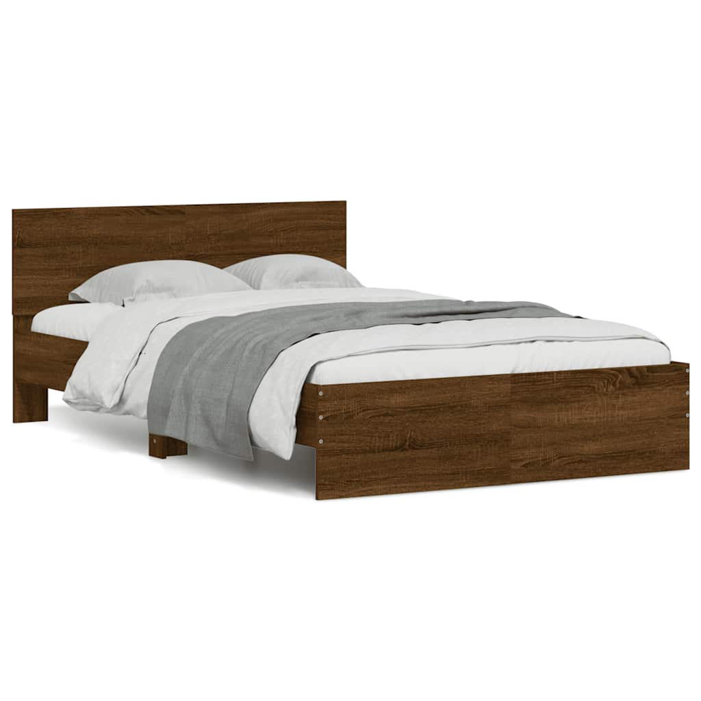 Modern Wooden Double Size 135cm Bed Frame Base With Headboard & LED Lights