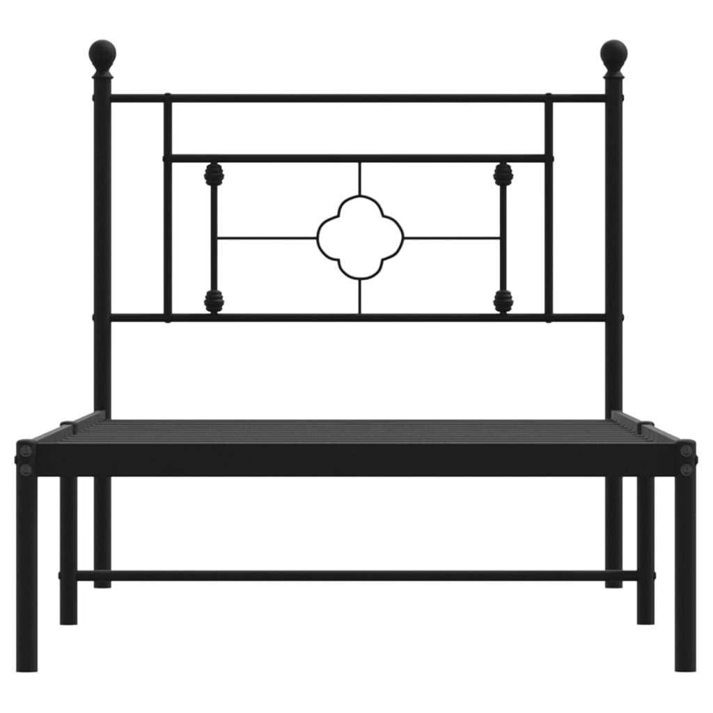 Metal Bed Frame without Mattress with Headboard Black 100x200cm