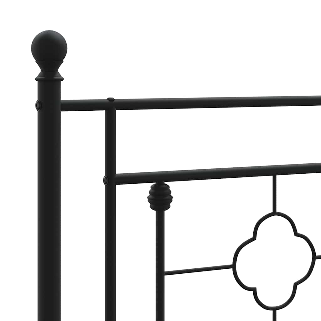 Metal Bed Frame without Mattress with Headboard Black 150x200cm