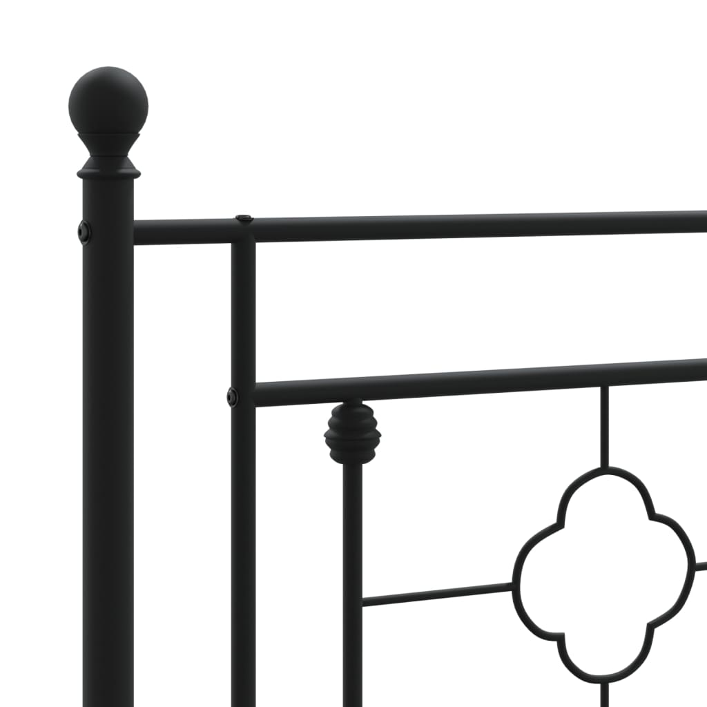 Metal Bed Frame without Mattress with Headboard Black 200x200cm
