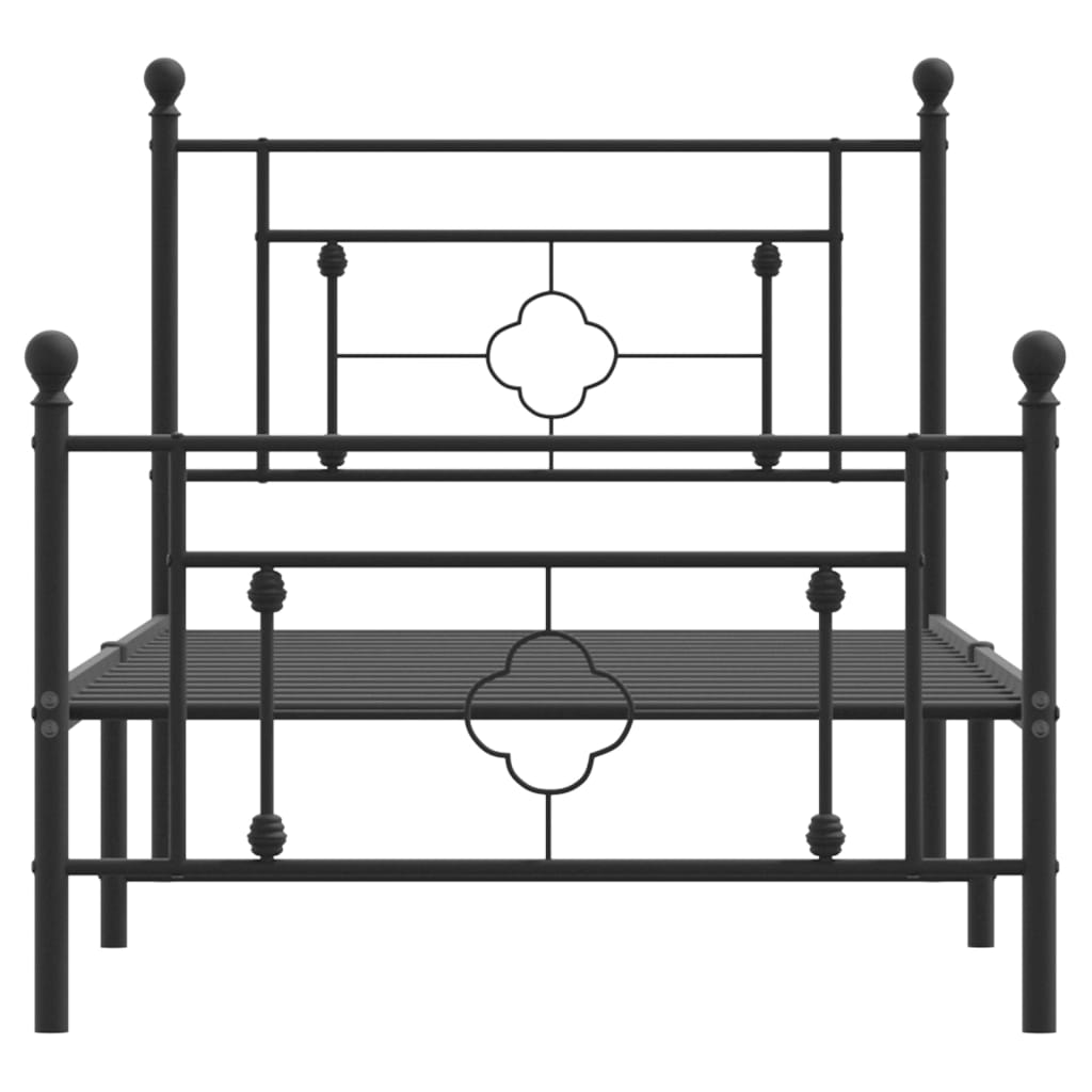 Metal Bed Frame without Mattress with Footboard Black 100x200cm
