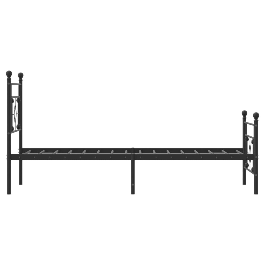 Metal Bed Frame without Mattress with Footboard Black 100x200cm