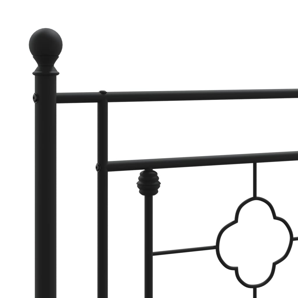 Metal Bed Frame without Mattress with Footboard Black 100x200cm
