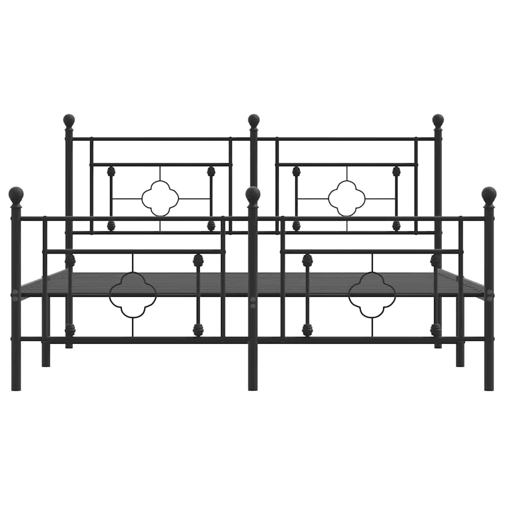 Metal Bed Frame without Mattress with Footboard Black 150x200cm