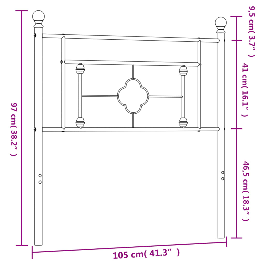 Metal Headboard Black 100 cm