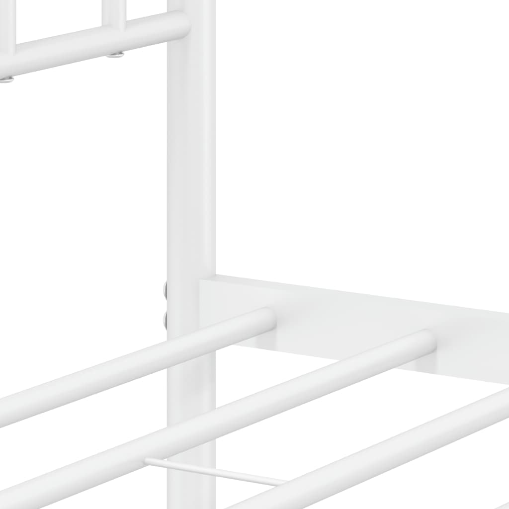 Metal Bed Frame without Mattress with Headboard White 80x200cm