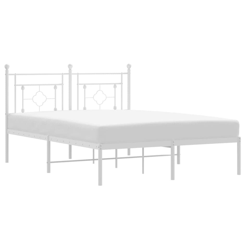 Metal Bed Frame without Mattress with Headboard White 140x190cm