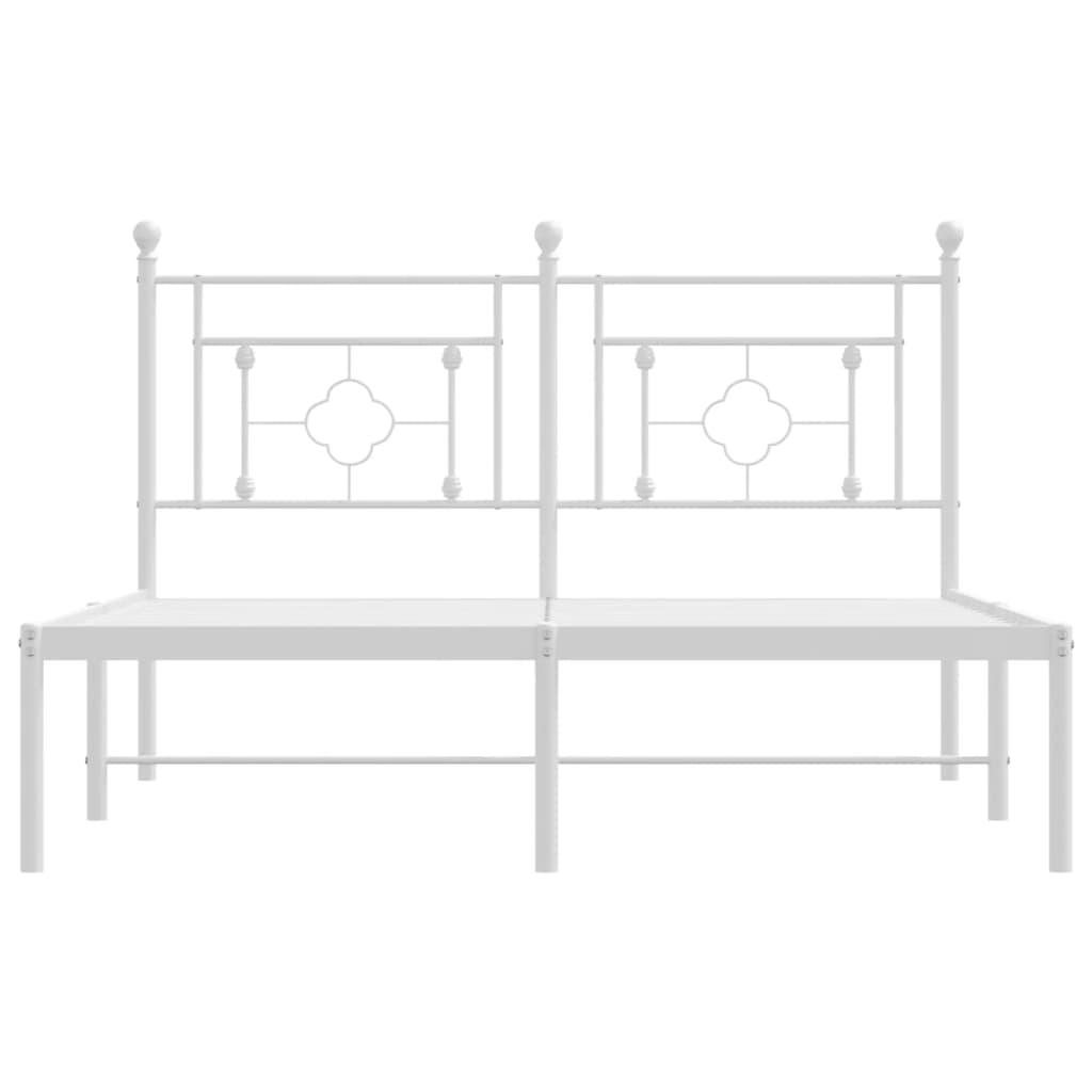 Metal Bed Frame without Mattress with Headboard White 140x190cm