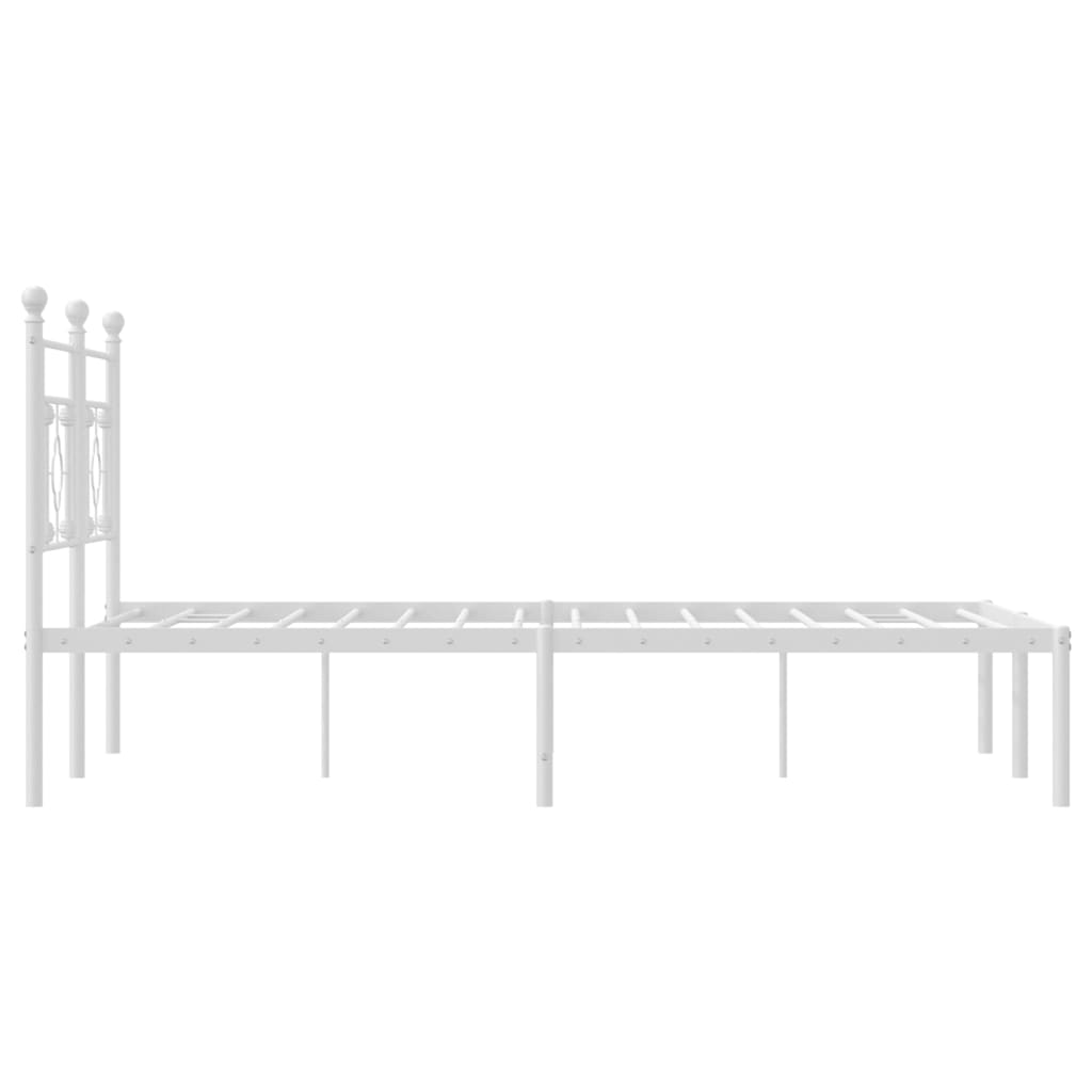 Metal Bed Frame without Mattress with Headboard White 140x190cm