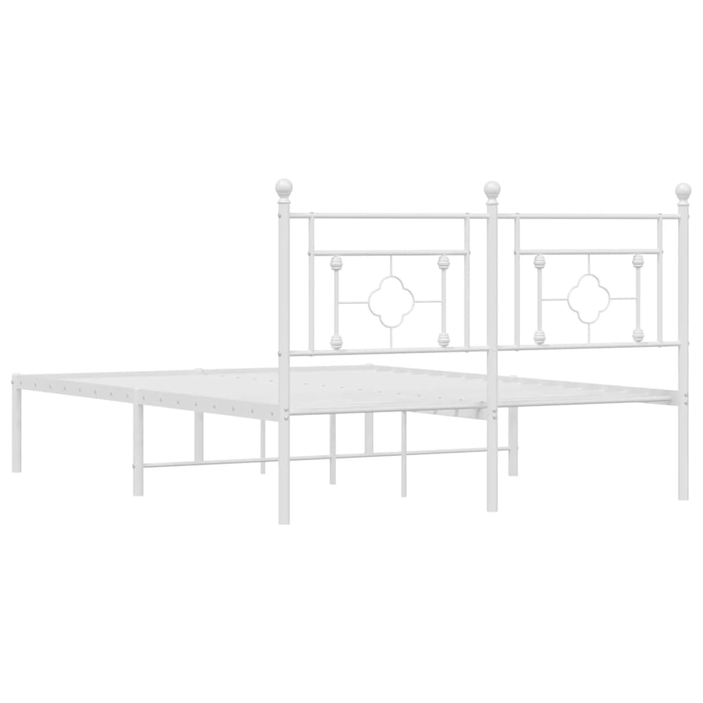 Metal Bed Frame without Mattress with Headboard White 140x190cm