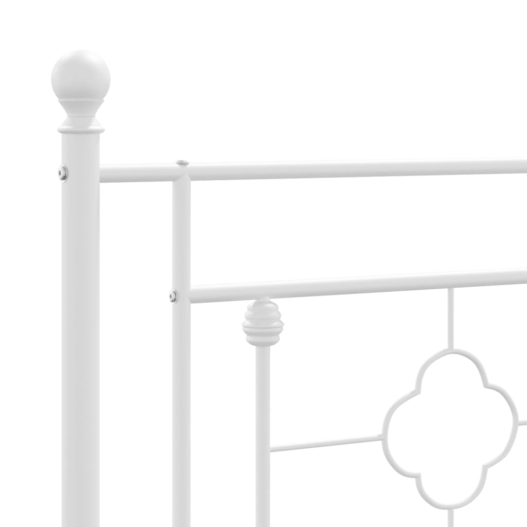 Metal Bed Frame without Mattress with Headboard White 140x190cm