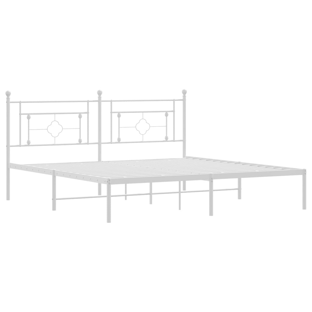 Metal Bed Frame without Mattress with Headboard White 183x213cm