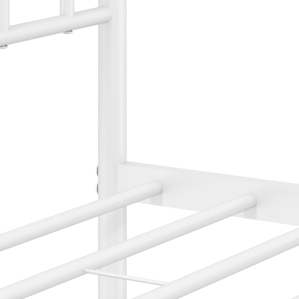 Metal Bed Frame without Mattress with Footboard White 80x200cm
