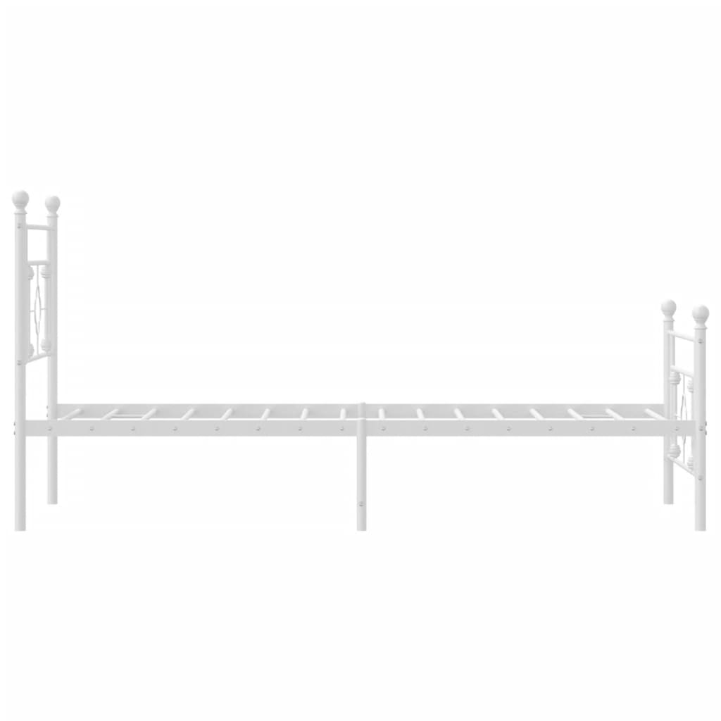 Metal Bed Frame without Mattress with Footboard White 100x200cm