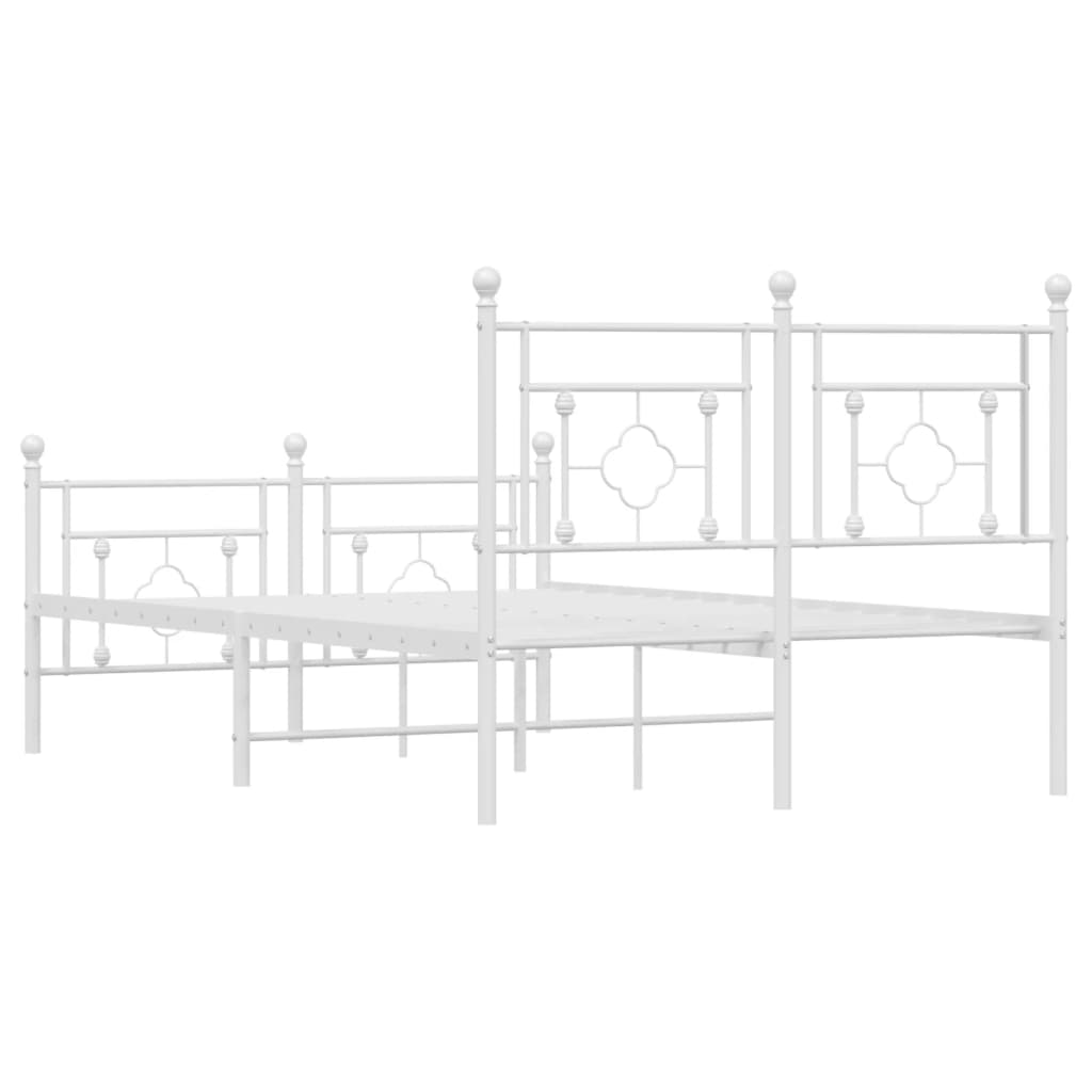 Metal Bed Frame without Mattress with Footboard White 120x190cm