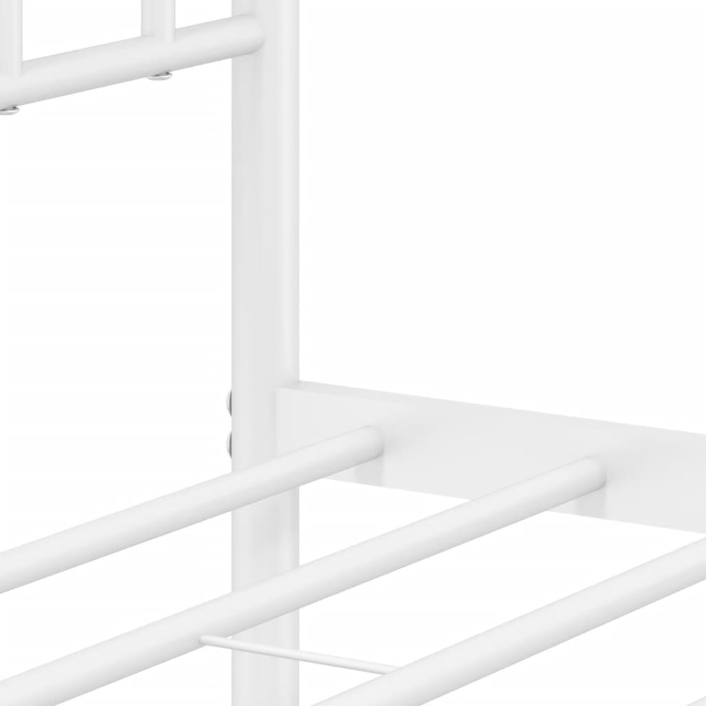 Metal Bed Frame without Mattress with Footboard White 120x190cm