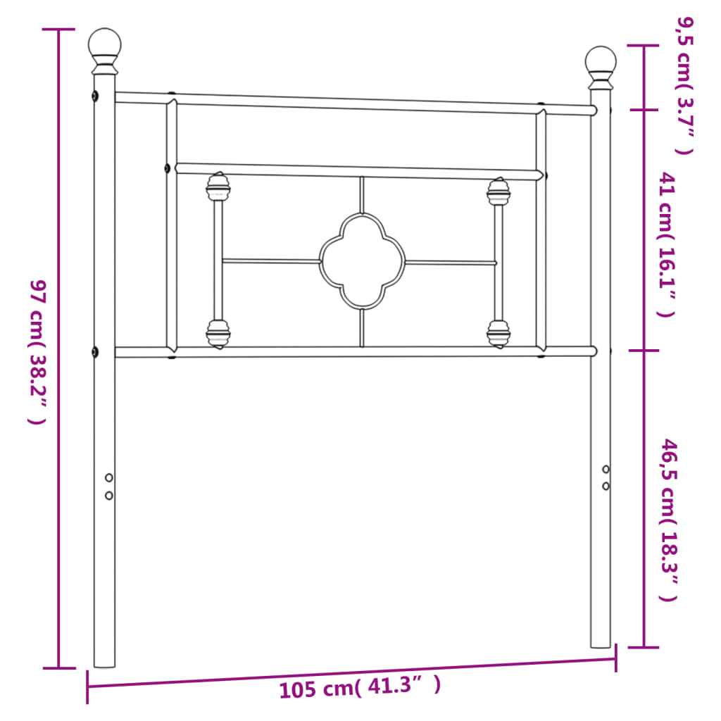 Metal Headboard White 100 cm