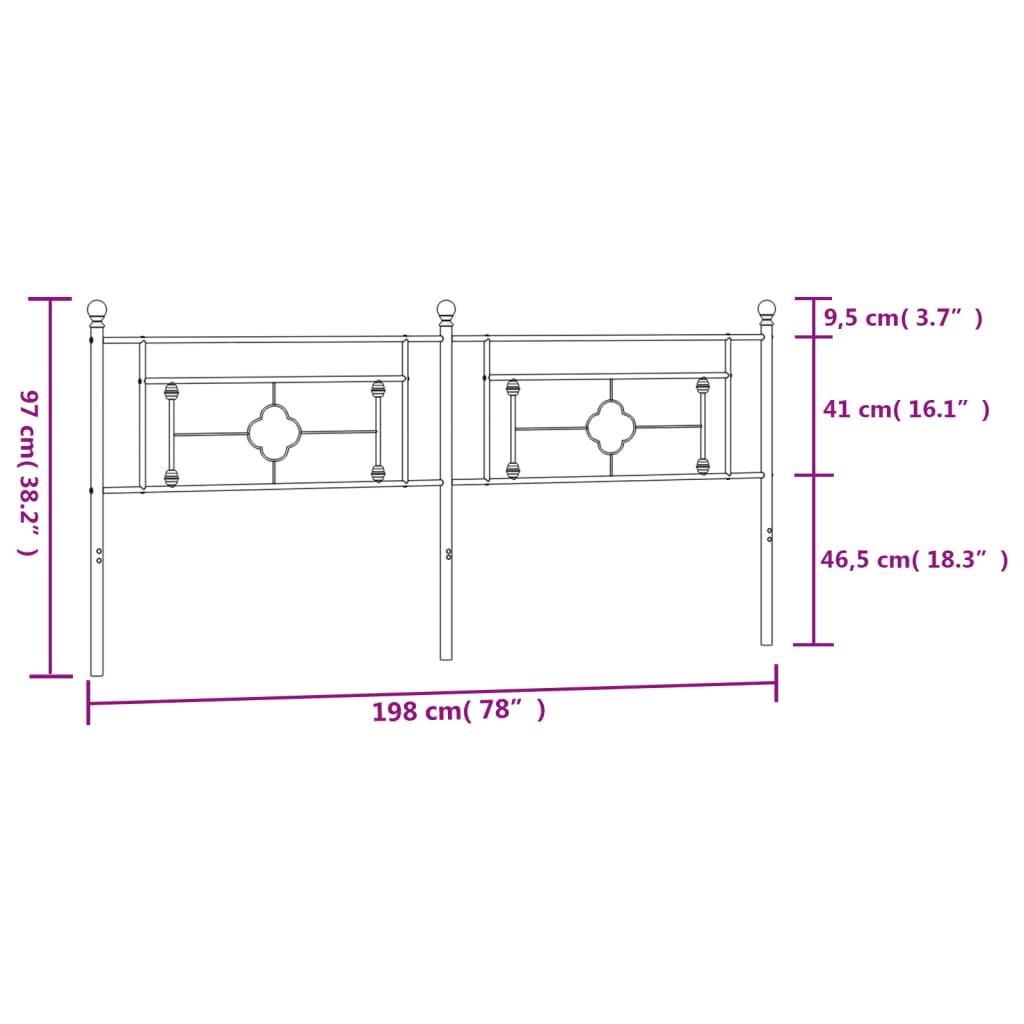Metal Headboard White 193 cm