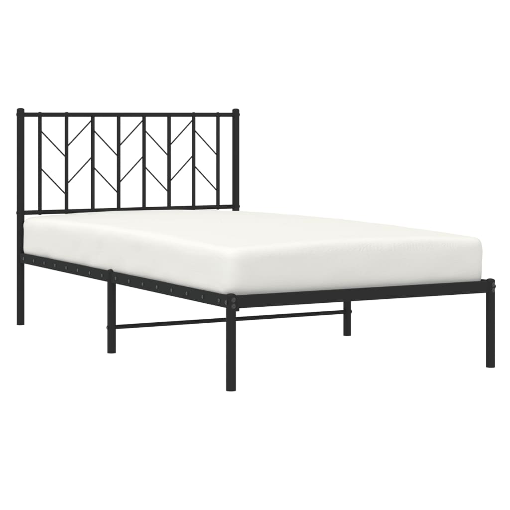 Metal Bed Frame without Mattress with Headboard Black 100x200cm