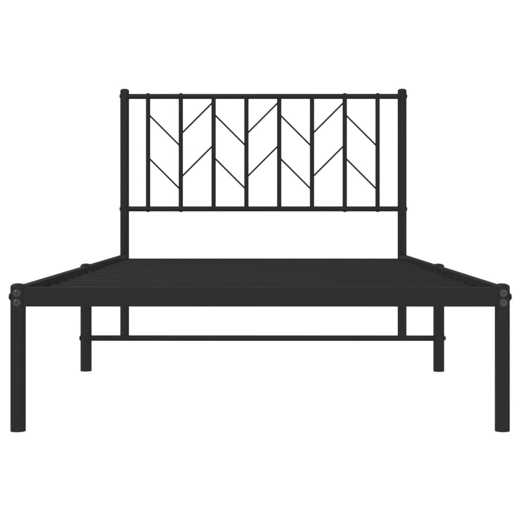 Metal Bed Frame without Mattress with Headboard Black 100x200cm