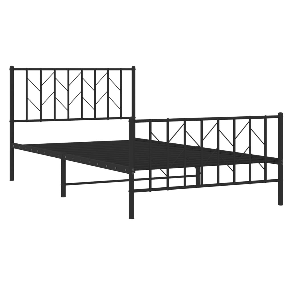 Metal Bed Frame without Mattress with Footboard Black 107x203cm