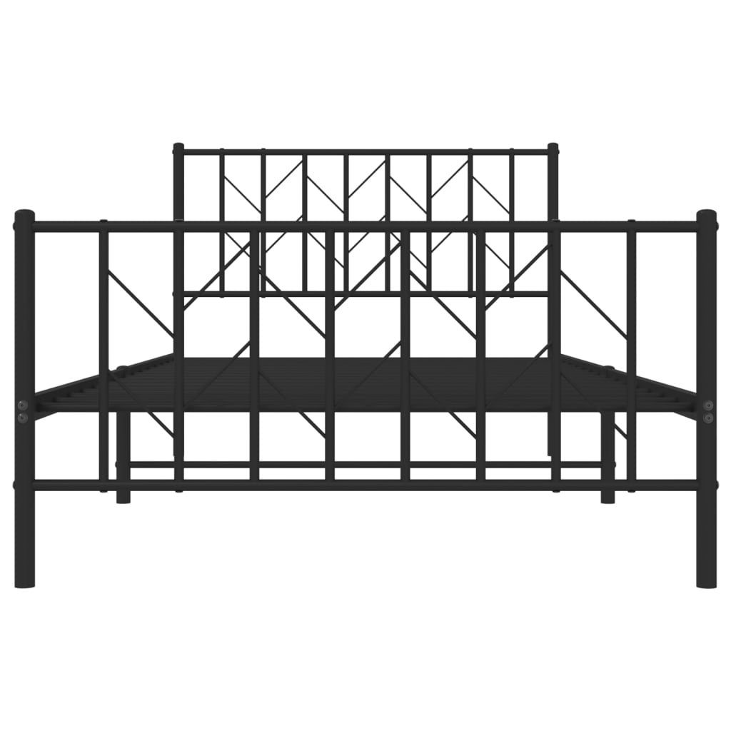 Metal Bed Frame without Mattress with Footboard Black 107x203cm