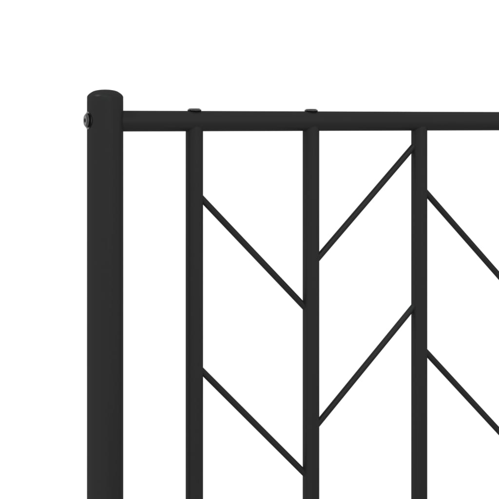Metal Bed Frame without Mattress with Footboard Black 135x190cm