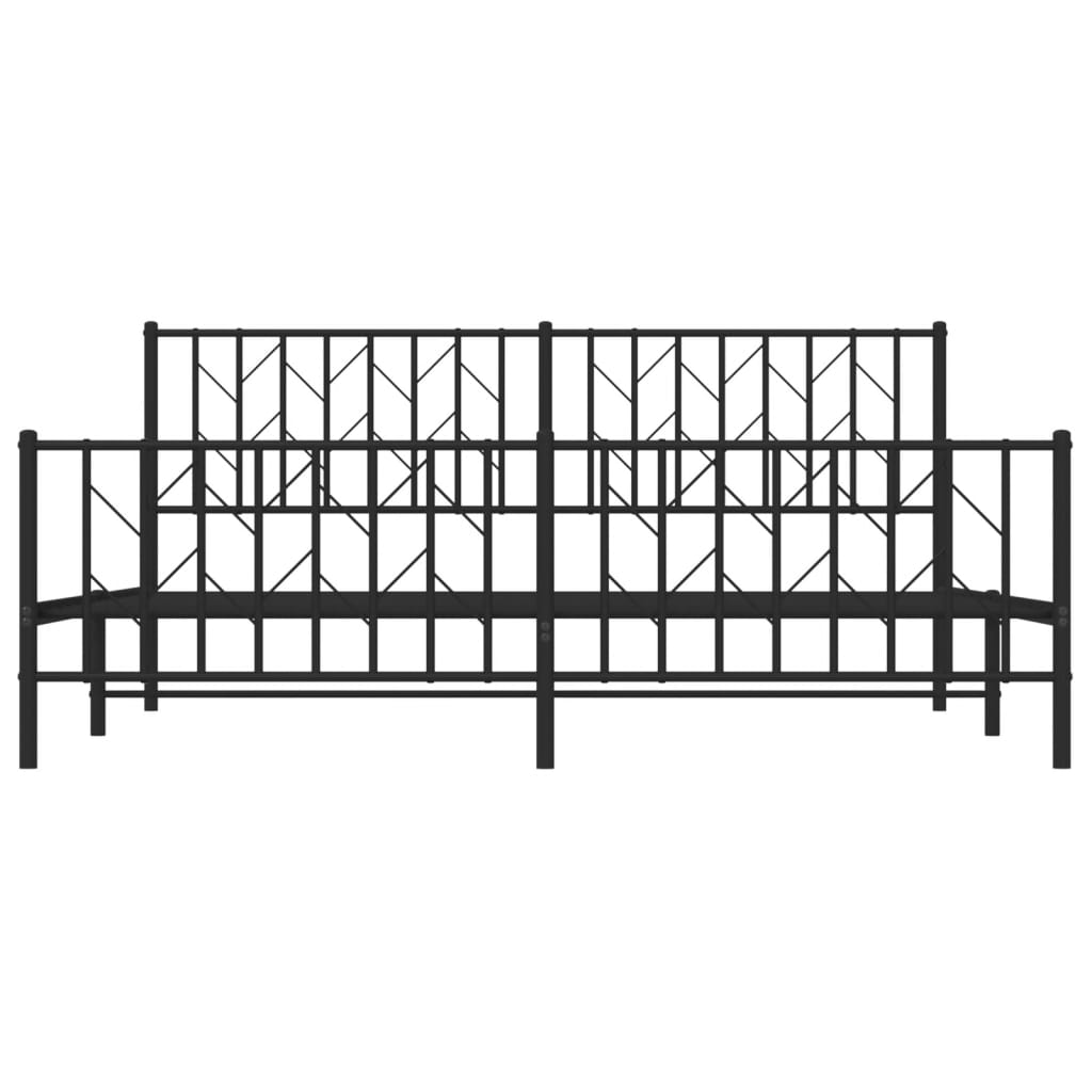 Metal Bed Frame without Mattress with Footboard Black 180x200cm