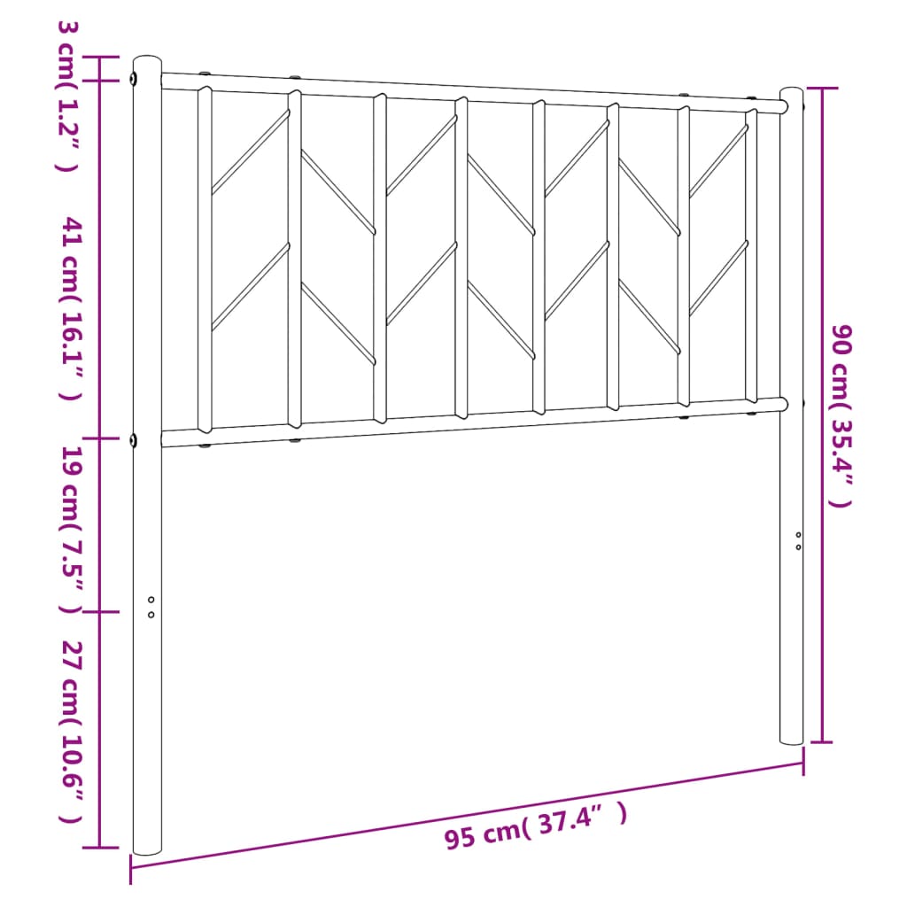Metal Headboard Black 90 cm