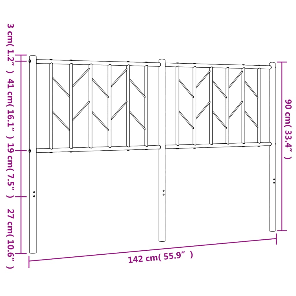 Metal Headboard Black 135 cm