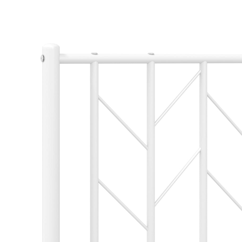 Metal Bed Frame without Mattress with Headboard White 135x190cm