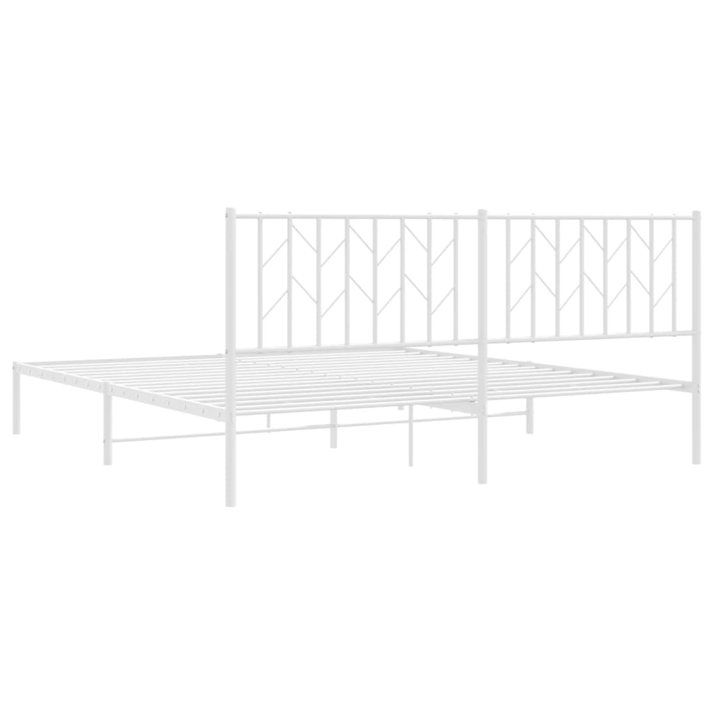 Metal Bed Frame without Mattress with Headboard White 180x200cm