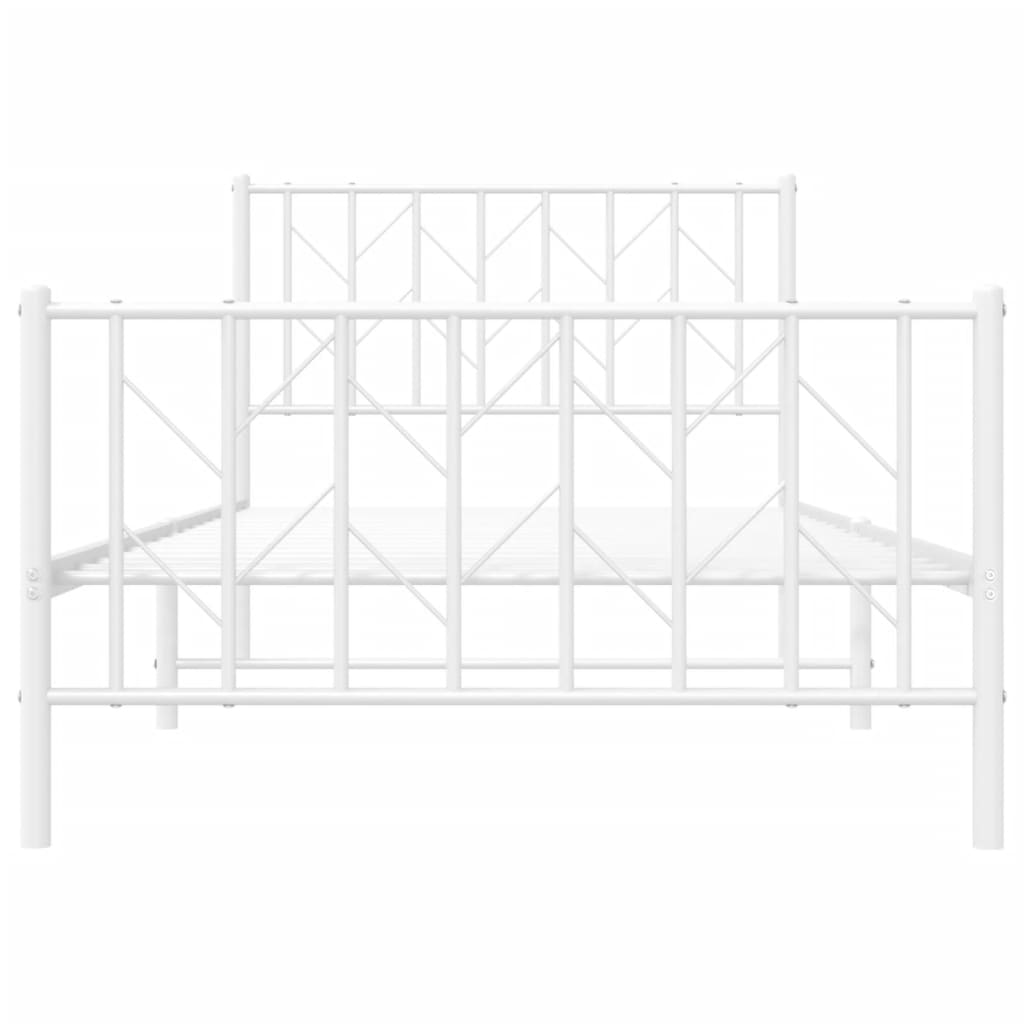 Metal Bed Frame without Mattress with Footboard White 100x200cm