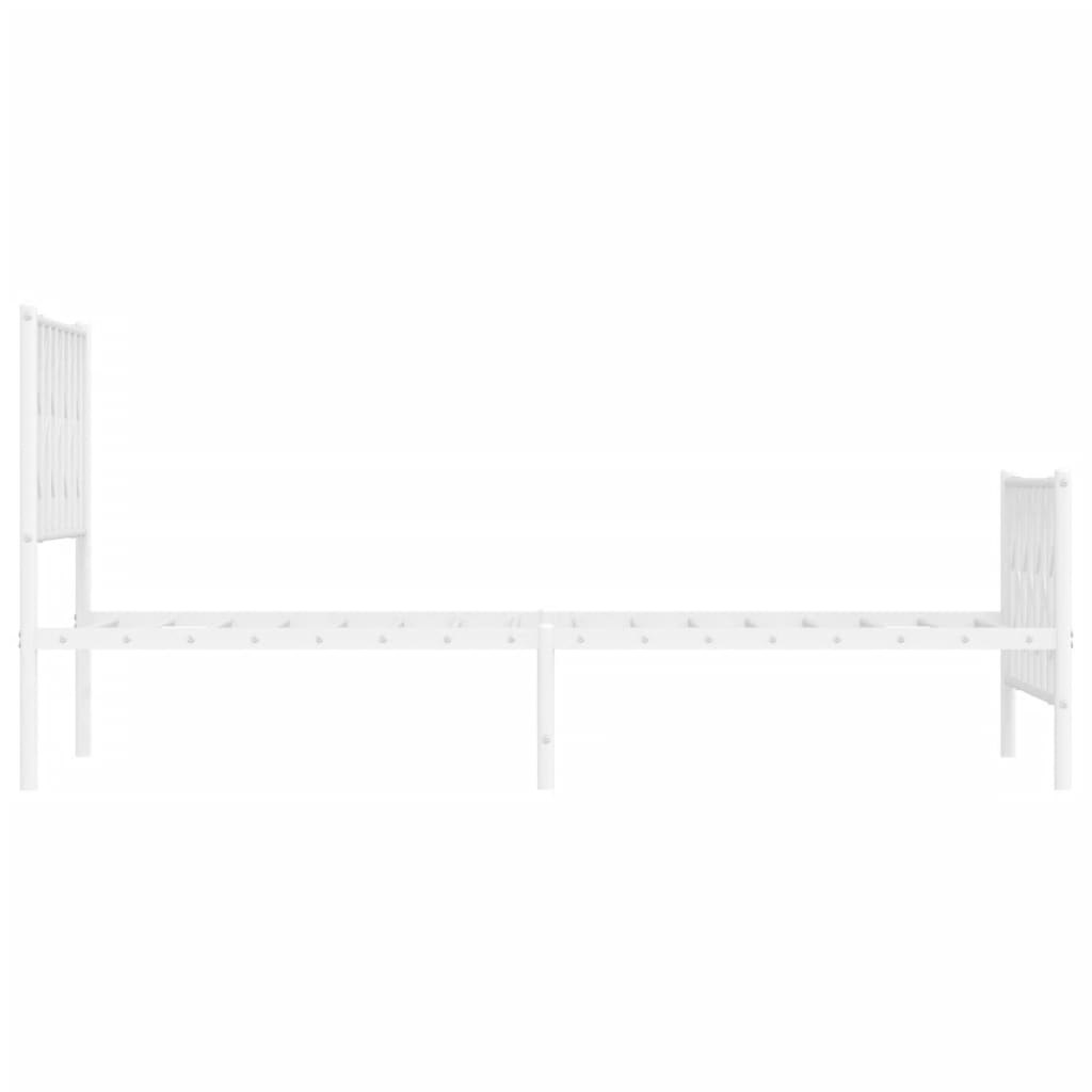 Metal Bed Frame without Mattress with Footboard White 100x200cm