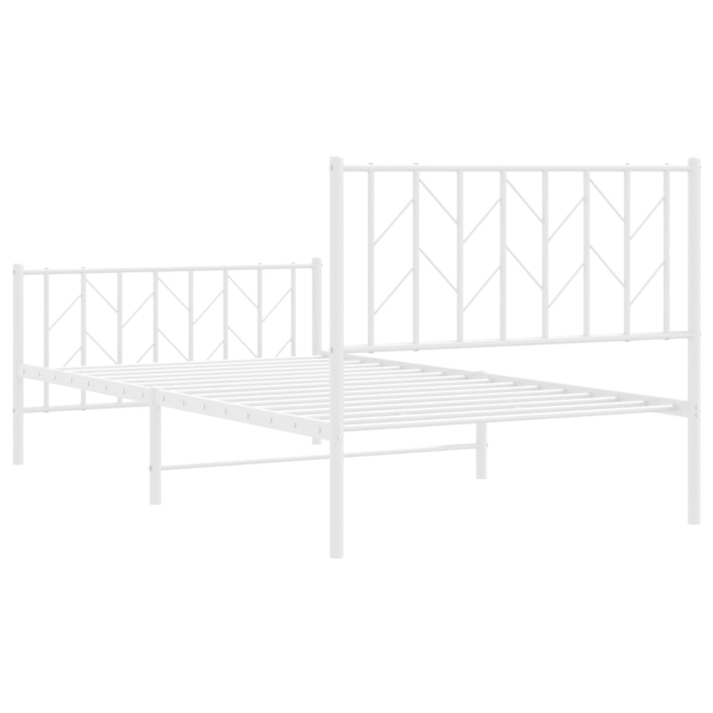Metal Bed Frame without Mattress with Footboard White 100x200cm