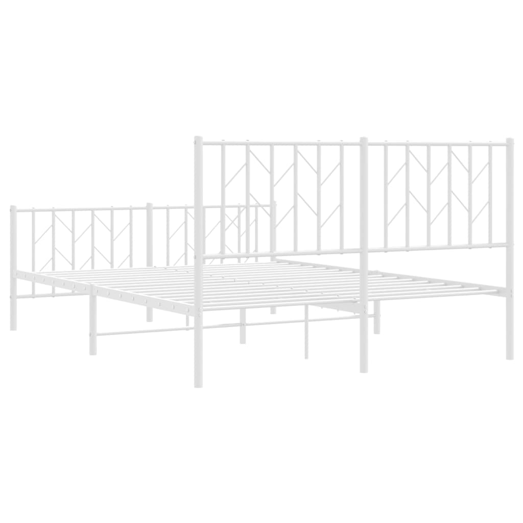 Metal Bed Frame without Mattress with Footboard White 140x200cm