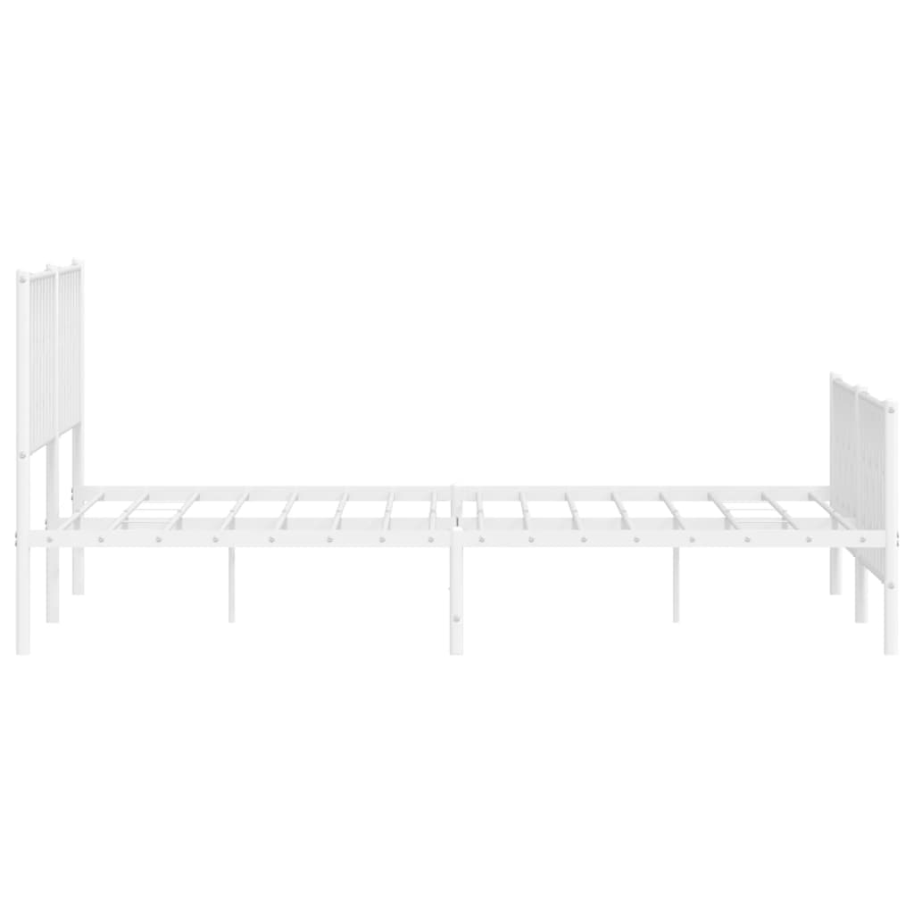 Metal Bed Frame without Mattress with Footboard White 180x200cm