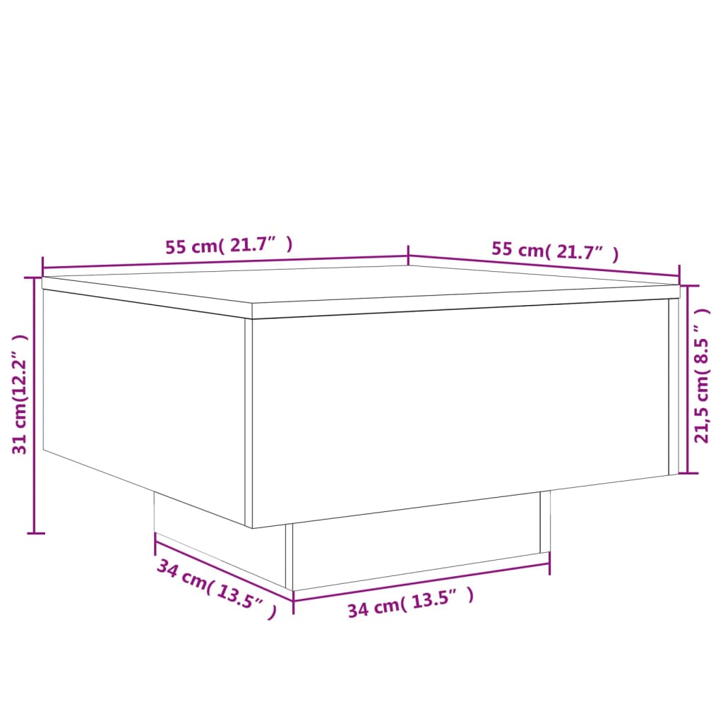 Coffee Table Black 55x55x31 cm Engineered Wood