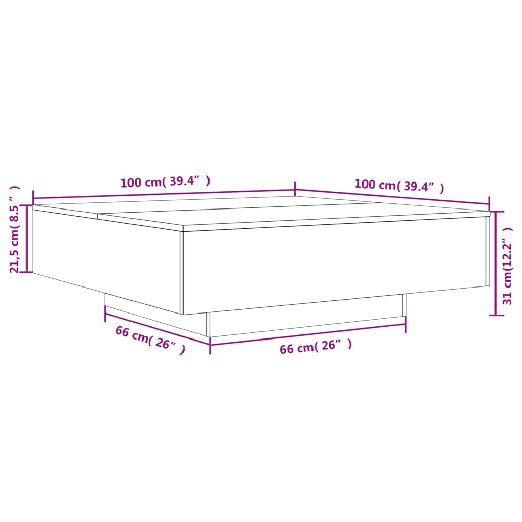 Coffee Table Grey Sonoma 100x100x31 cm Engineered Wood