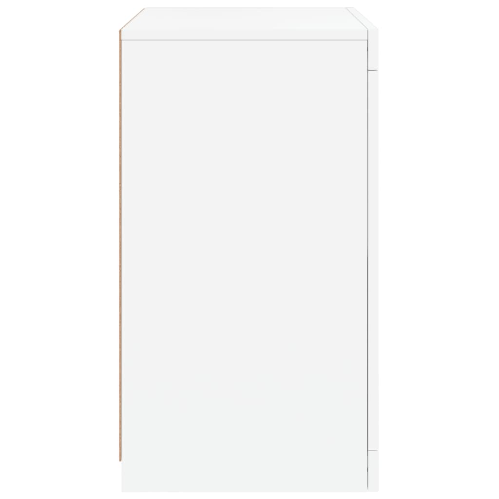 Side Cabinet with LED Lights White Engineered Wood