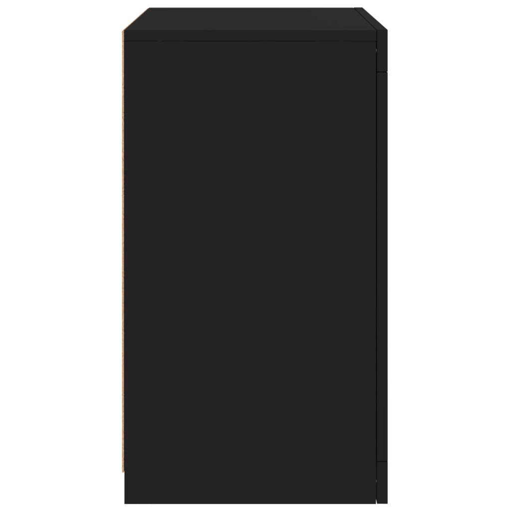 Side Cabinet with LED Lights Black Engineered Wood