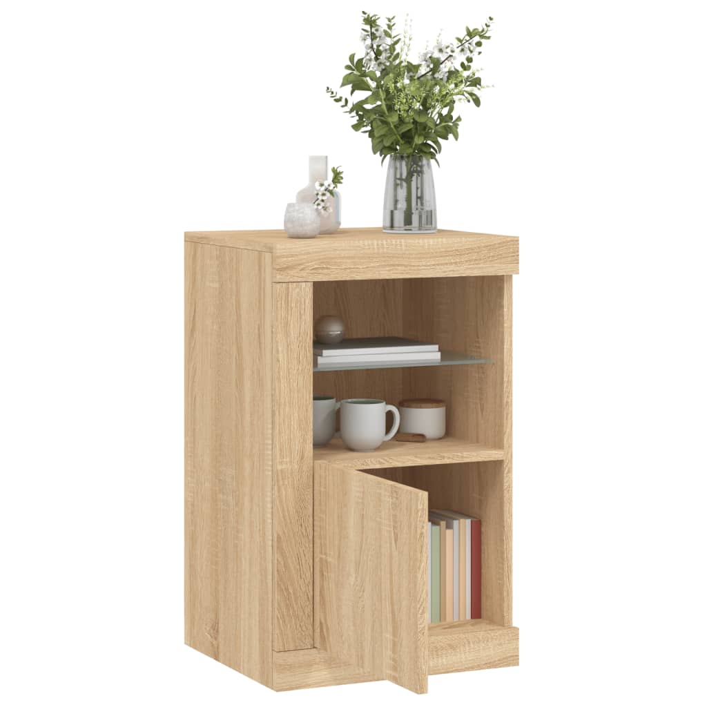 Side Cabinets with LED Lights 2 pcs Sonoma Oak Engineered Wood