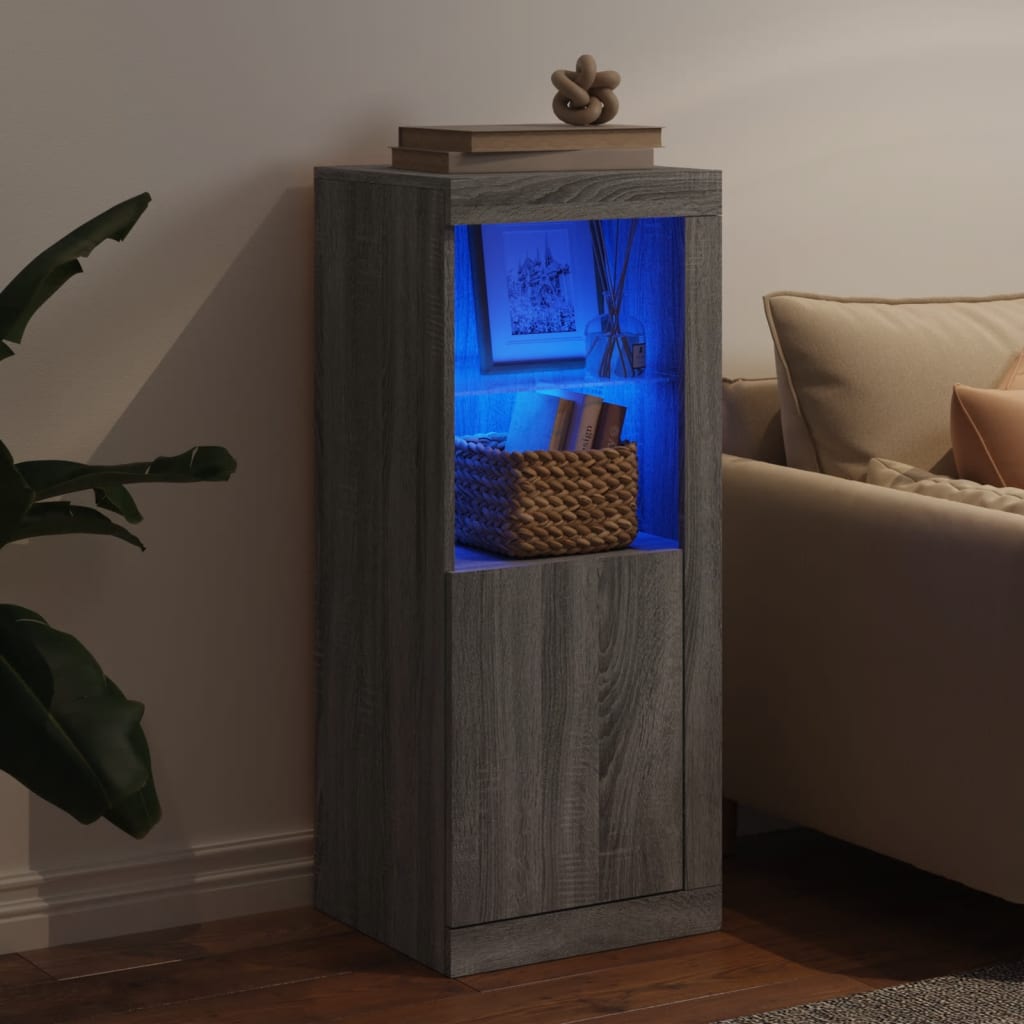 Sideboard with LED Lights Grey Sonoma 41x37x100 cm